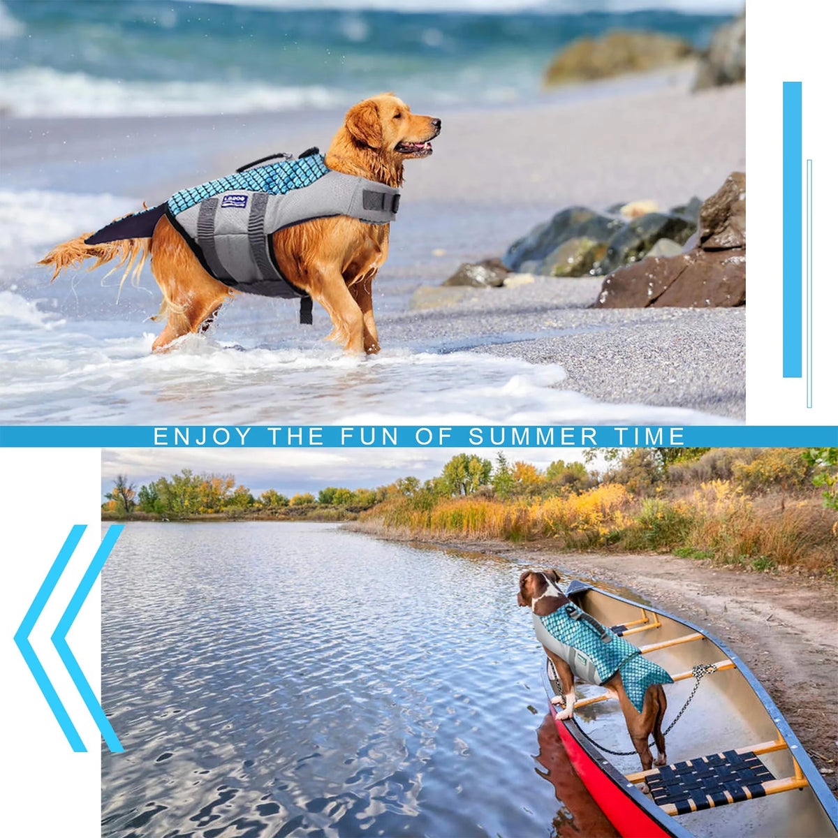 Dog Life Jacket with Rescue Handle, Reflective Adjustable Life Vest J7430