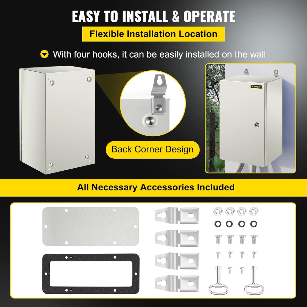 20 x 12 x 10'' NEMA 4X Steel Electrical Box with Mounting Plate E3111