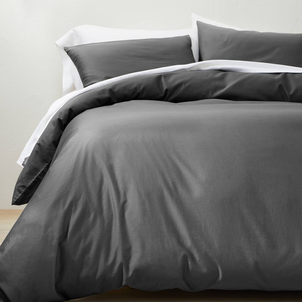 Full/Queen Supima Washed Sateen Duvet & Sham Set Dark Gray J75934
