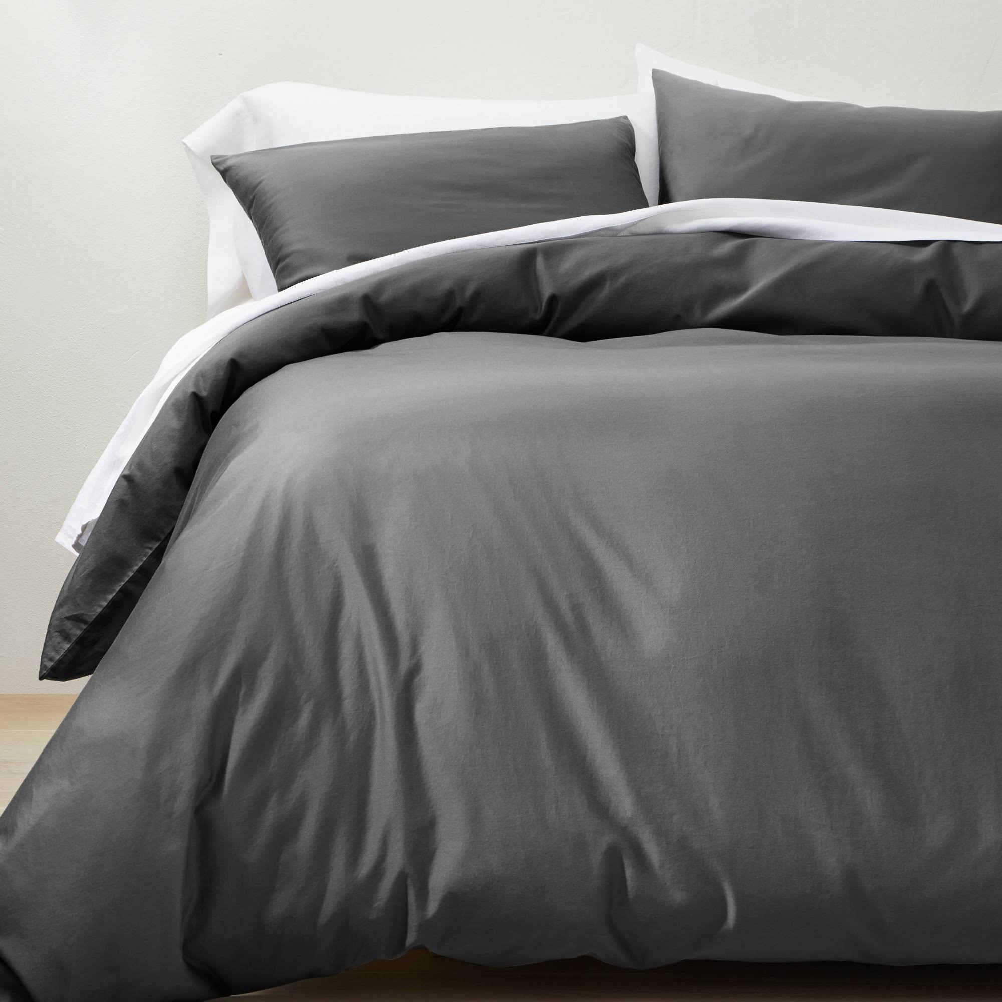 Full/Queen Supima Washed Sateen Duvet & Sham Set Dark Gray J75934