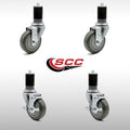 4 inch Gray Polyurethane Swivel Caster Set with Brake K5212