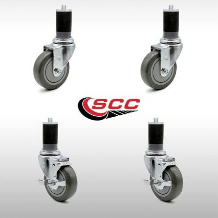 4 inch Gray Polyurethane Swivel Caster Set with Brake K5212