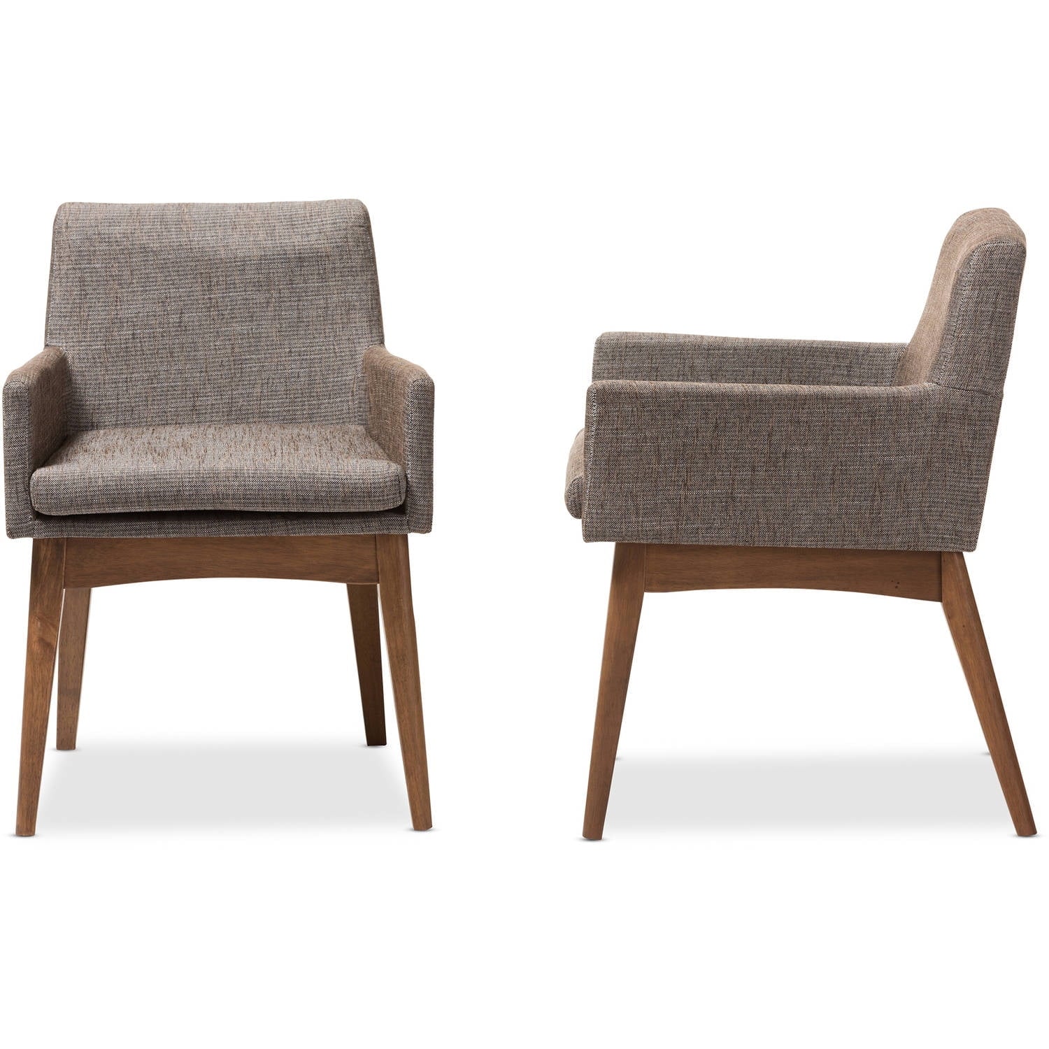 Set of 2 Walnut Wood Fabric Upholstered Arm Chairs K3490