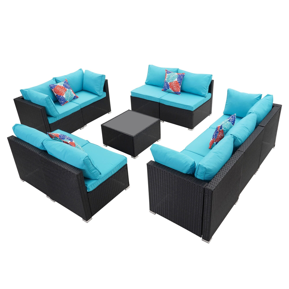 Antique White Rattan Sofa Sectional Set M386