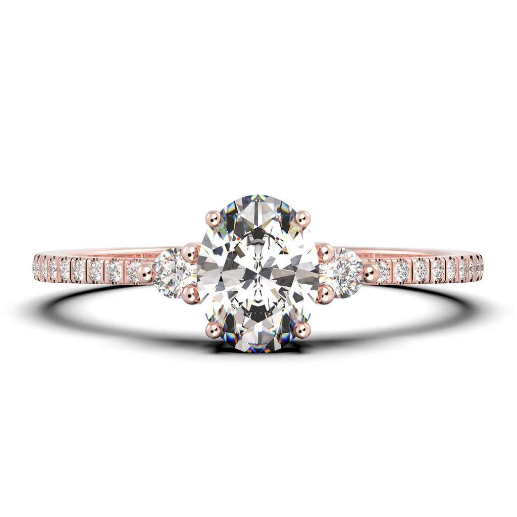 Oval Cut Diamond Moissanite Engagement Ring in 10k Solid Rose Gold T82766