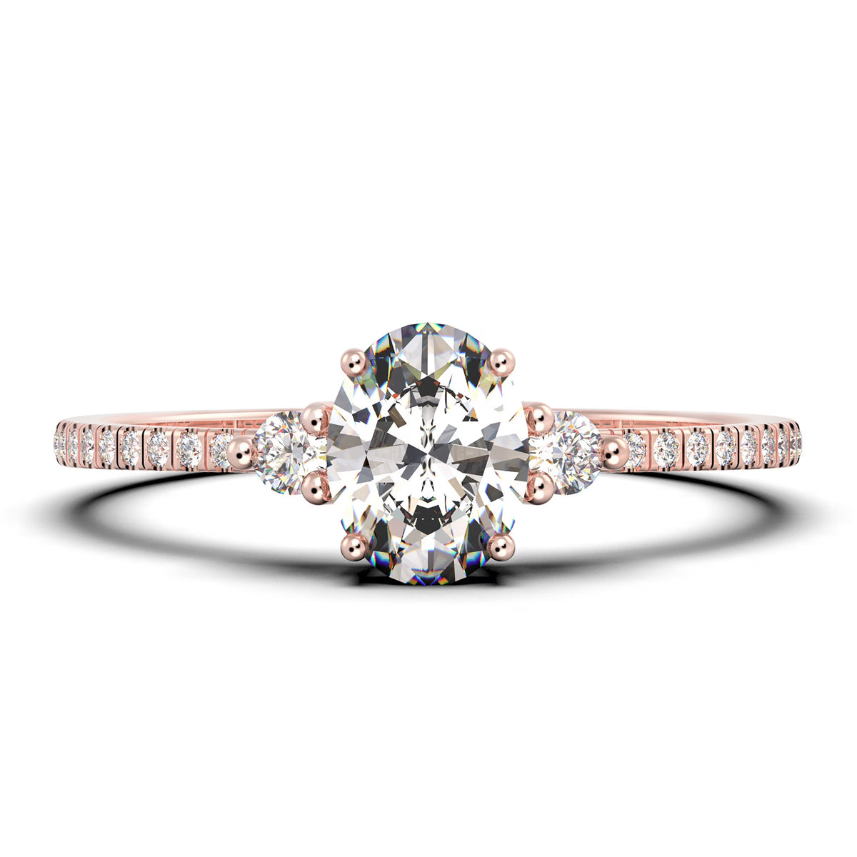 Oval Cut Diamond Moissanite Engagement Ring in 10k Solid Rose Gold T82766