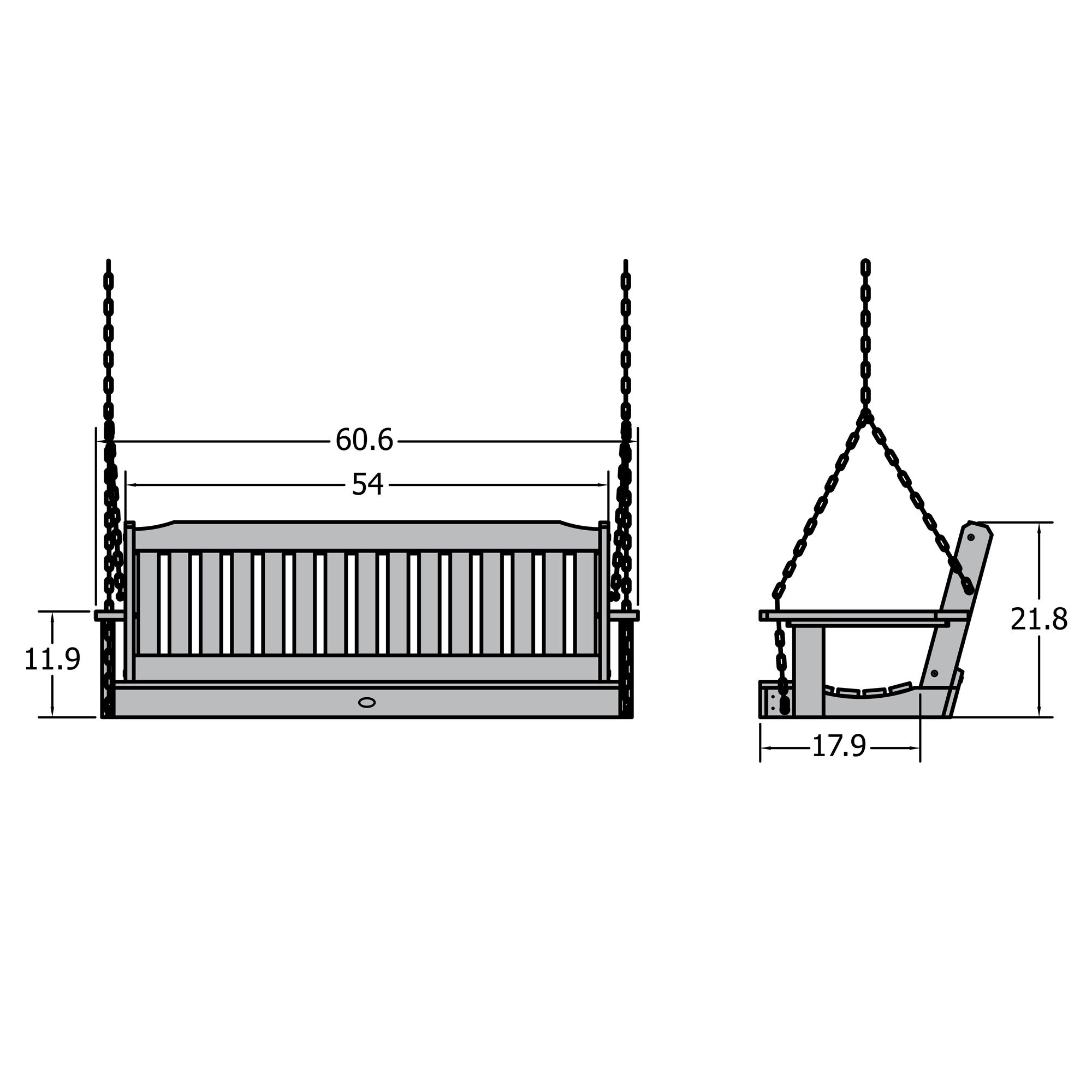 Weathered Acorn Porch Swing F435