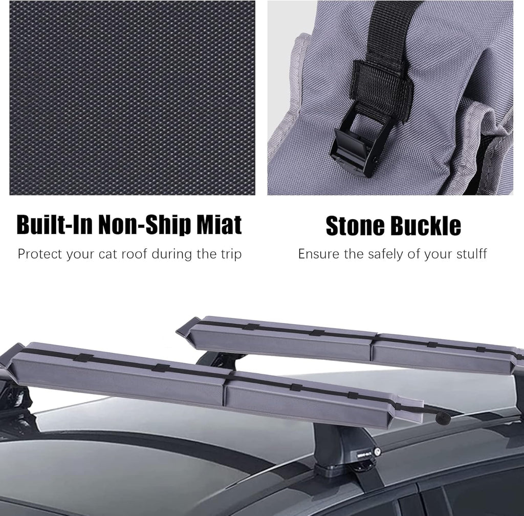 Universal Foldable Car Roof Rack Pads with Straps Pack of 2 S8142