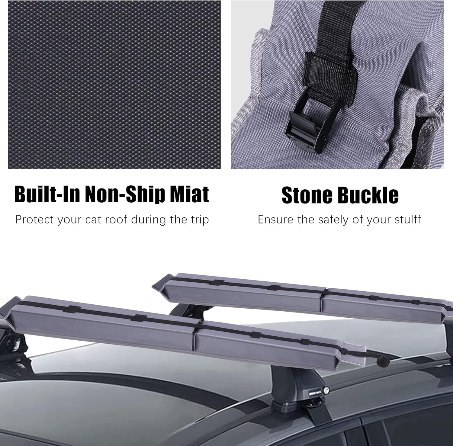 Universal Foldable Car Roof Rack Pads with Straps Pack of 2 S8142