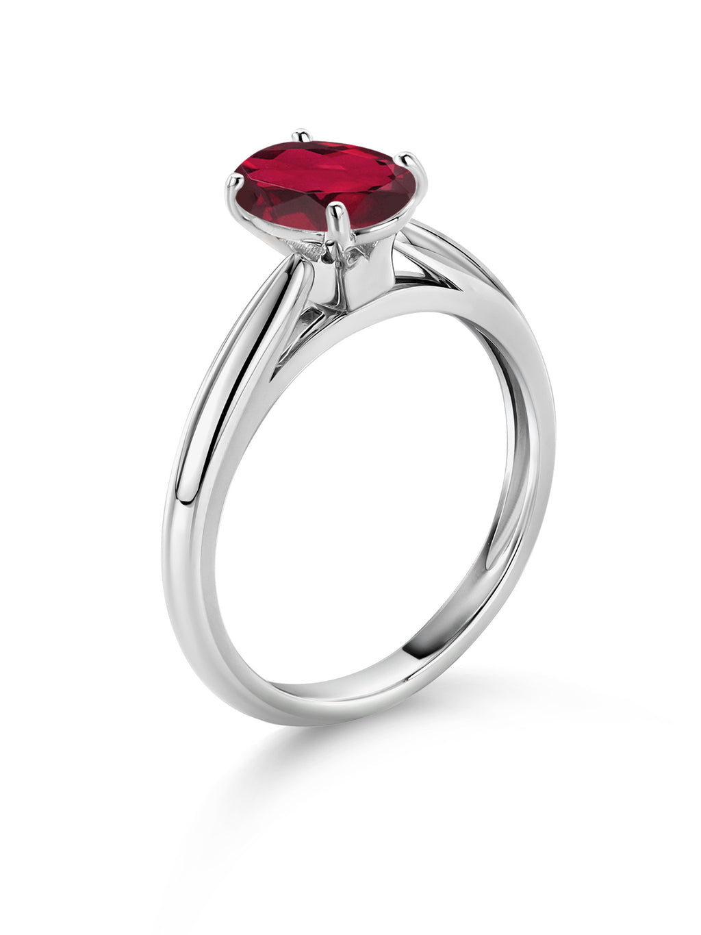 10K White Gold Ruby Red Mystic Topaz Solitaire Engagement Ring E5162