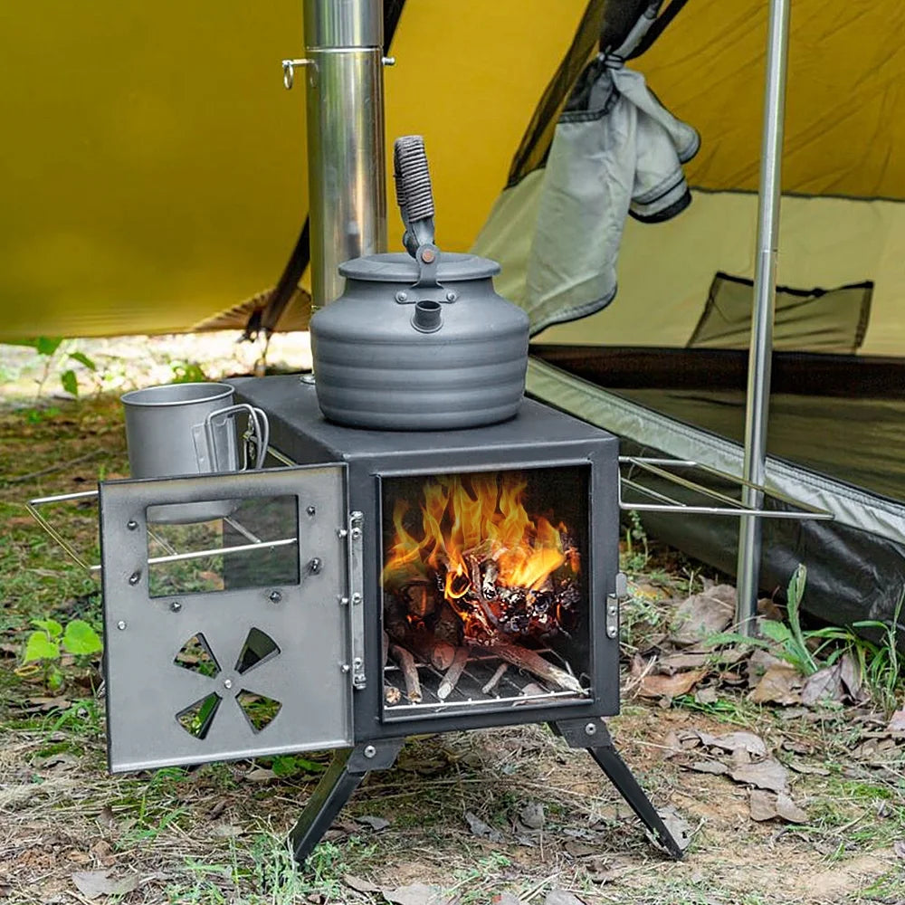 Portable Wood Burning Stove for Outdoor Cooking and Heating J46063