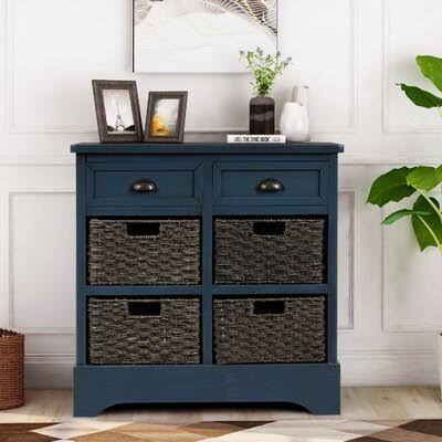 Antique Navy 6 Drawers Accent Cabinet T31175