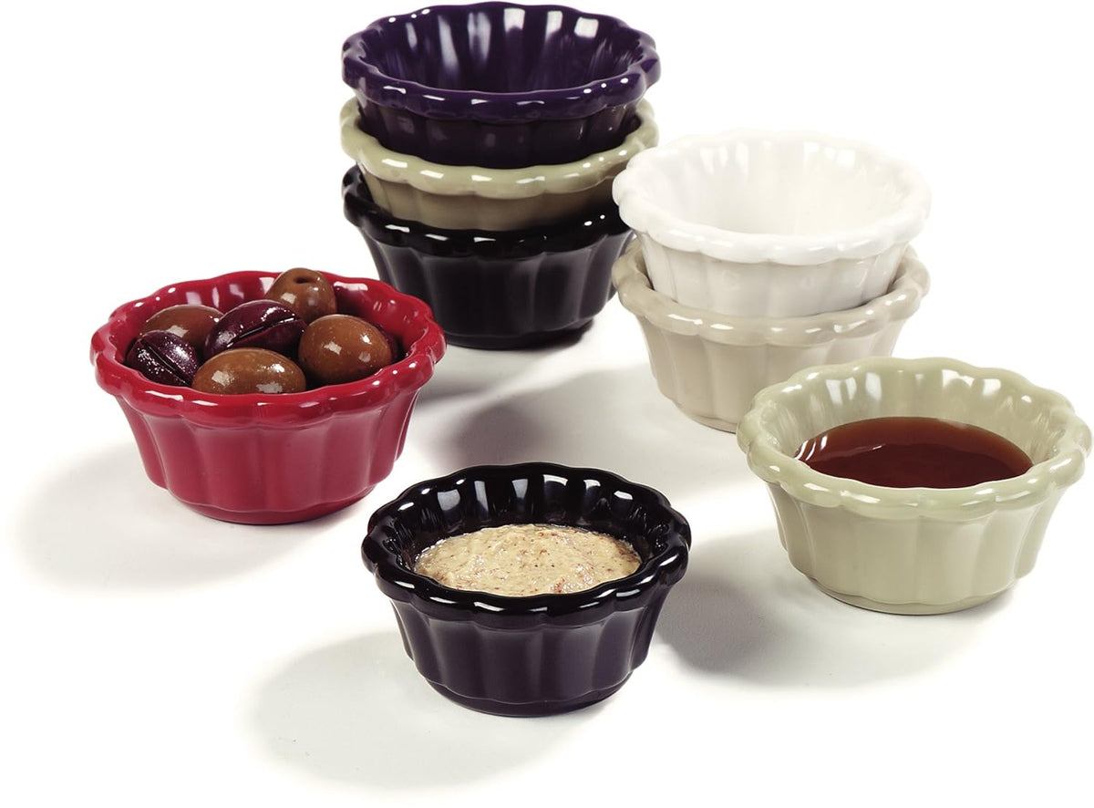 Black Melamine Scalloped Ramekin, 2 oz, Pack of 48 Y23426