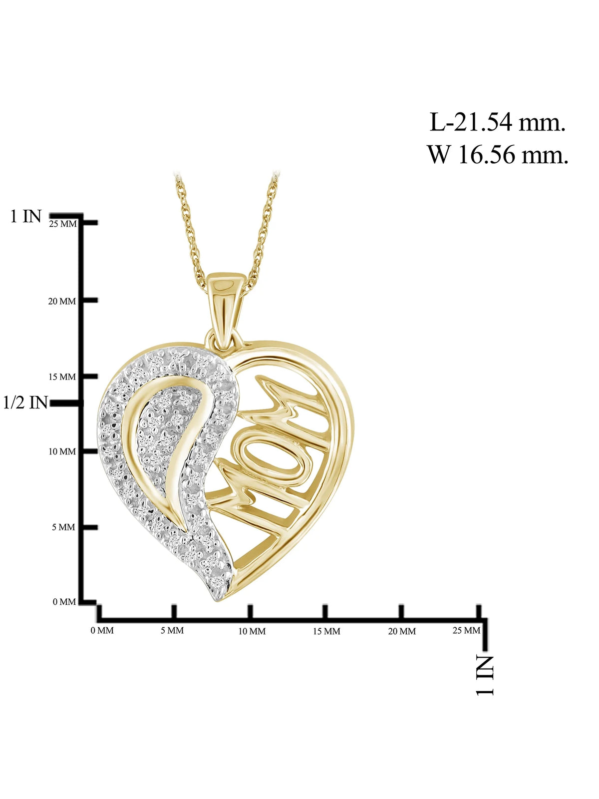 14K Gold Plated Silver Mother Daughter Necklace with White Diamonds B937541