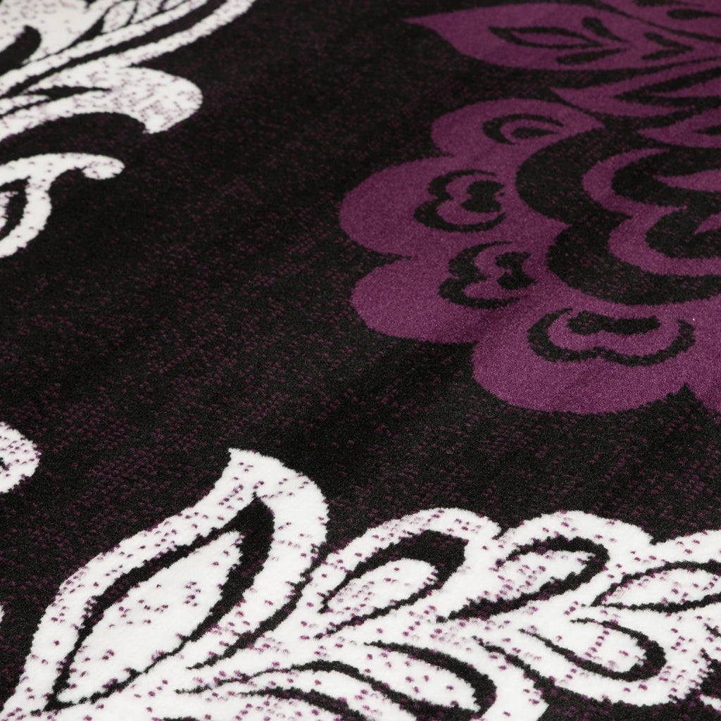 Plum Floral Runner Rug D34660