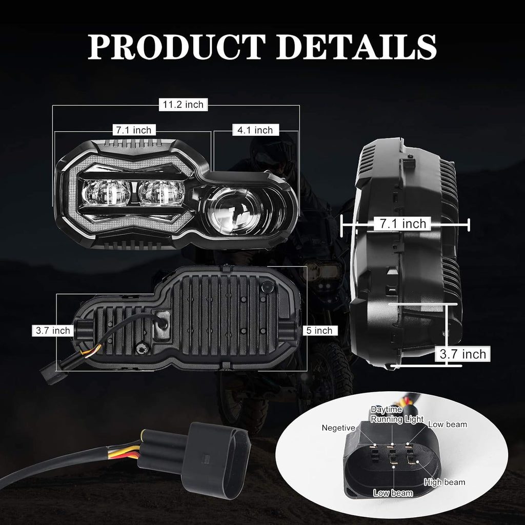 LED Headlight Assembly with Angel Eyes DRL High/Low Beam V23324