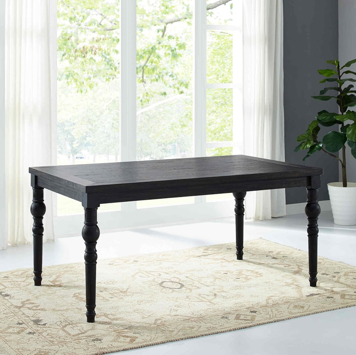 5-Piece Solid Wood Dining Table Set with 4 Upholstered Chairs T5799