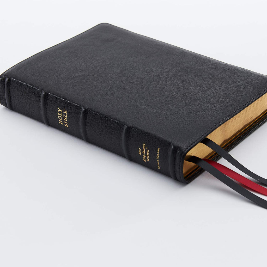 Black Premium Goatskin Leather Reference Bible J29089