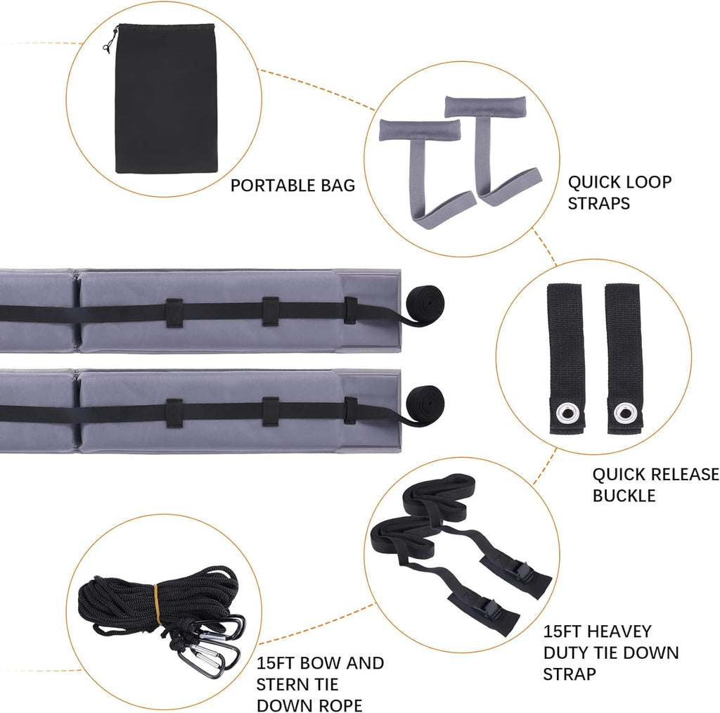 Universal Foldable Car Roof Rack Pads with Straps Pack of 2 S8142