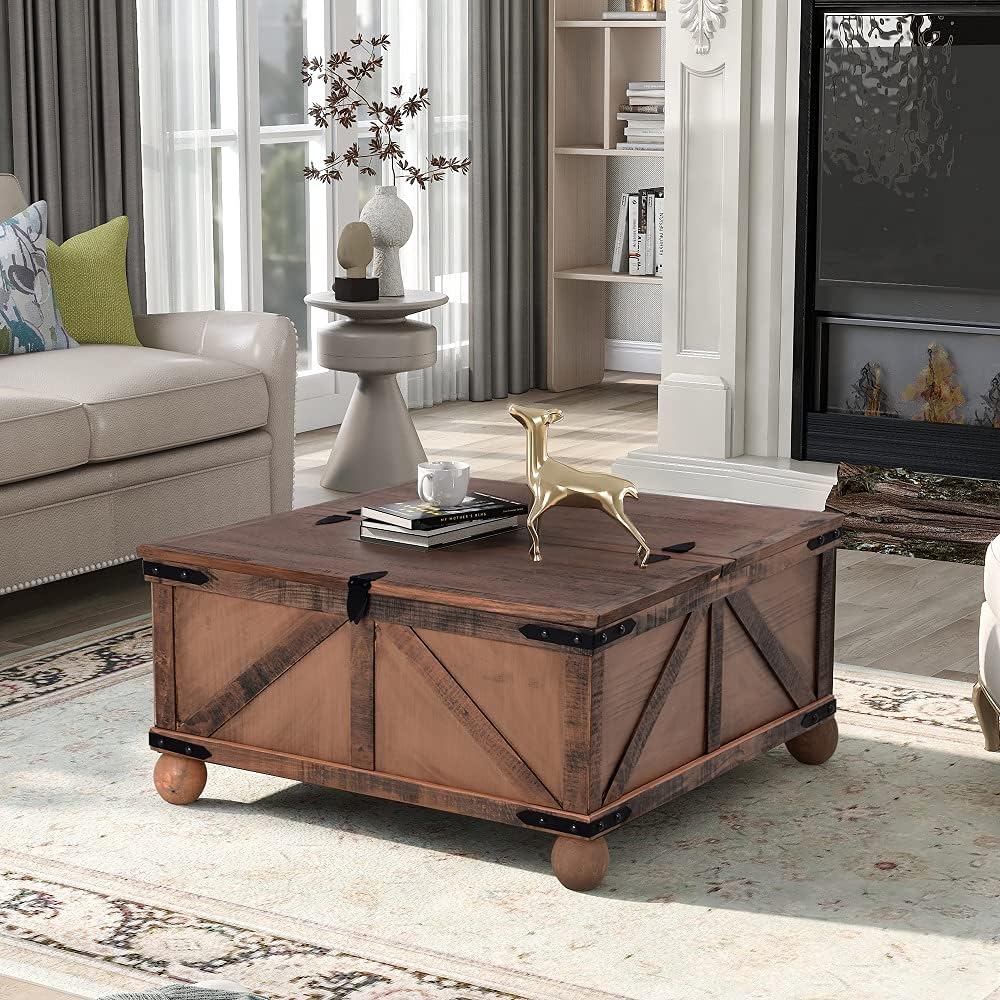 Wood Coffee Table with Drawer and Storage Shelf, Caster Wheels, Retro, Espresso G57574