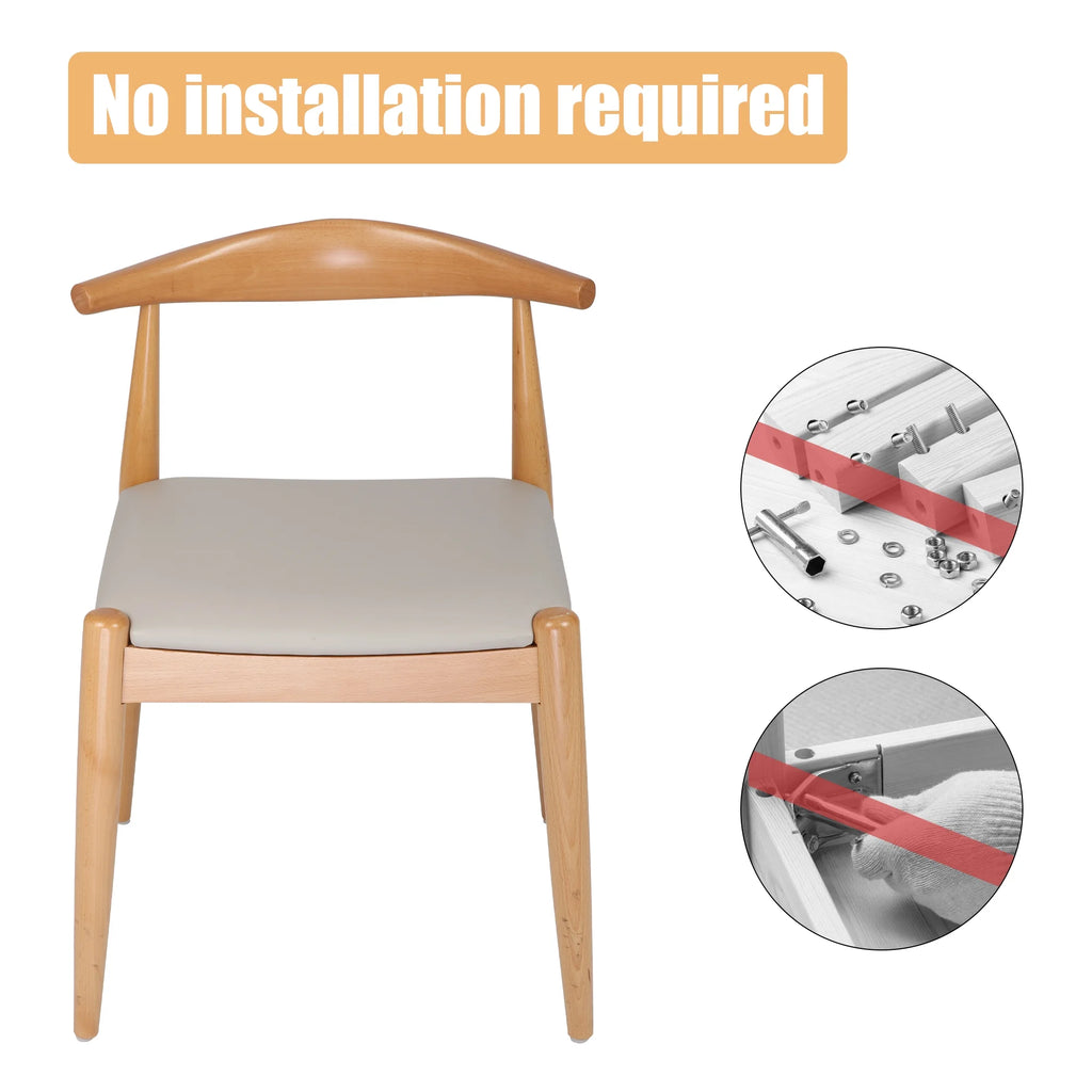 4 Pcs Mid-Century Dining Chair with Faux Leather Seat W9095