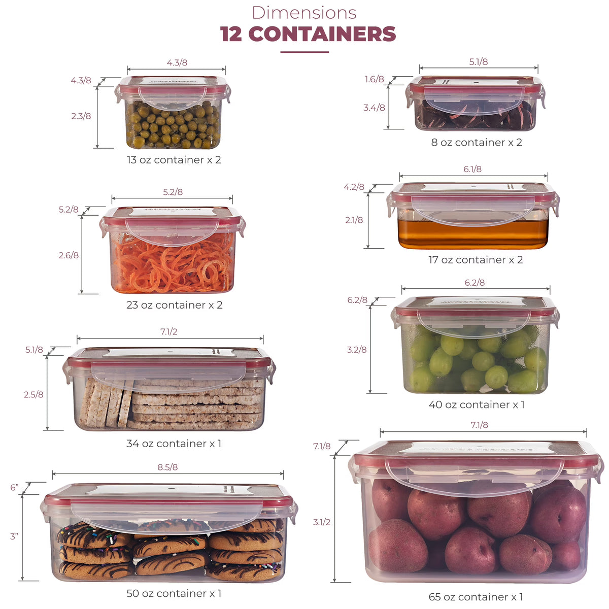 12 Piece BPA-Free Stackable Food Storage Containers with Lids O8926