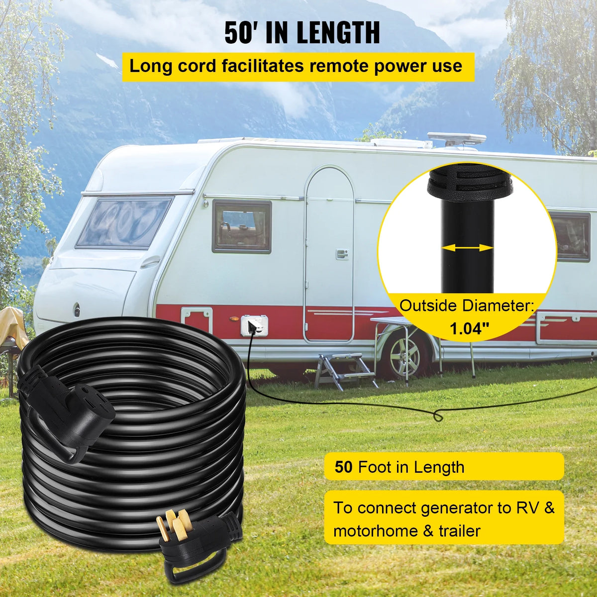 50 ft 50 Amp RV Extension Cord with Molded Connector R413