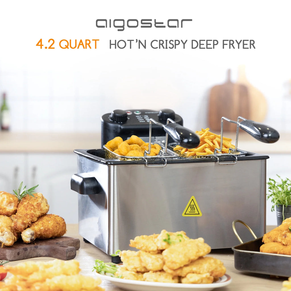 4.2Qt Electric Deep Fryer with 3 Baskets and Lid Z800476