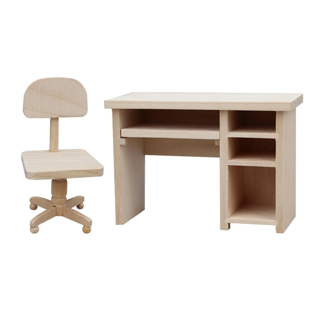 1/12 Mini Office Desk and Chair Dollhouse Furniture Y6314