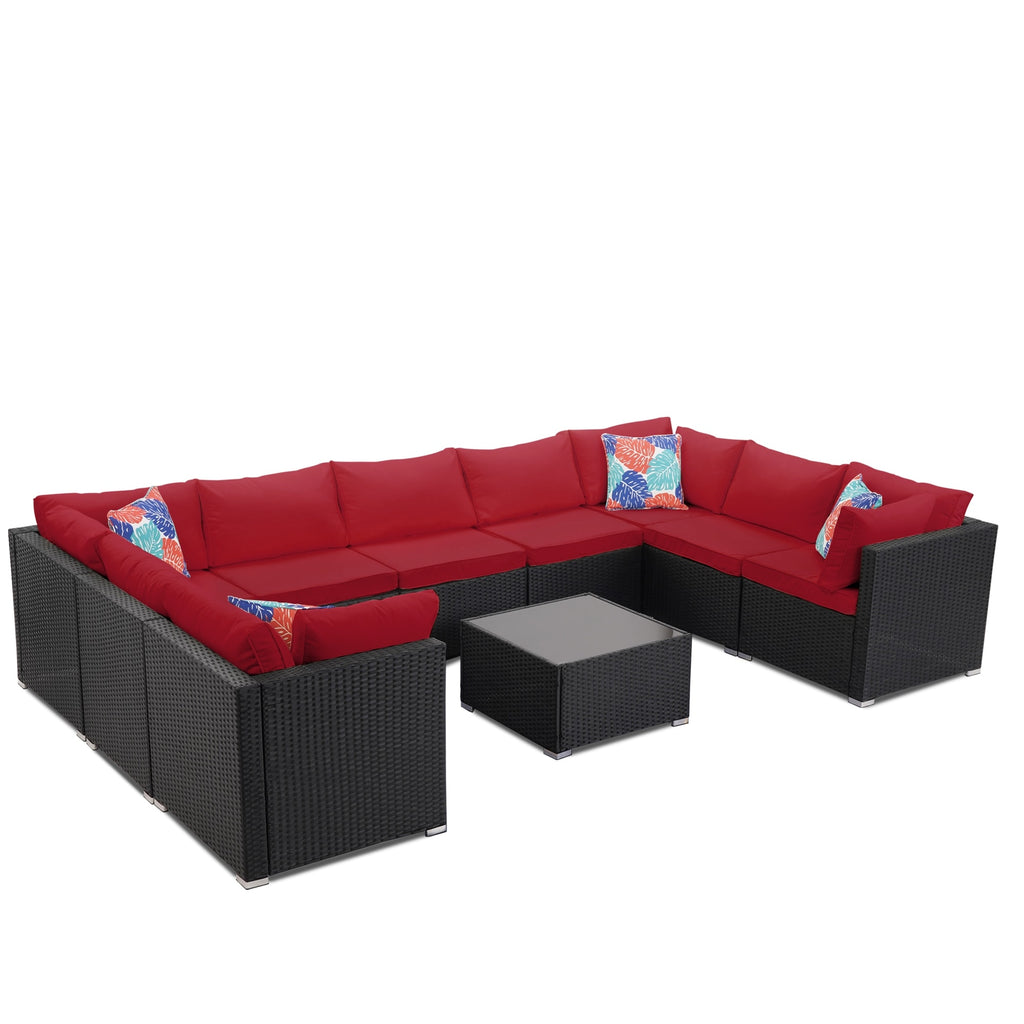 Antique White Rattan Sofa Sectional Set M386