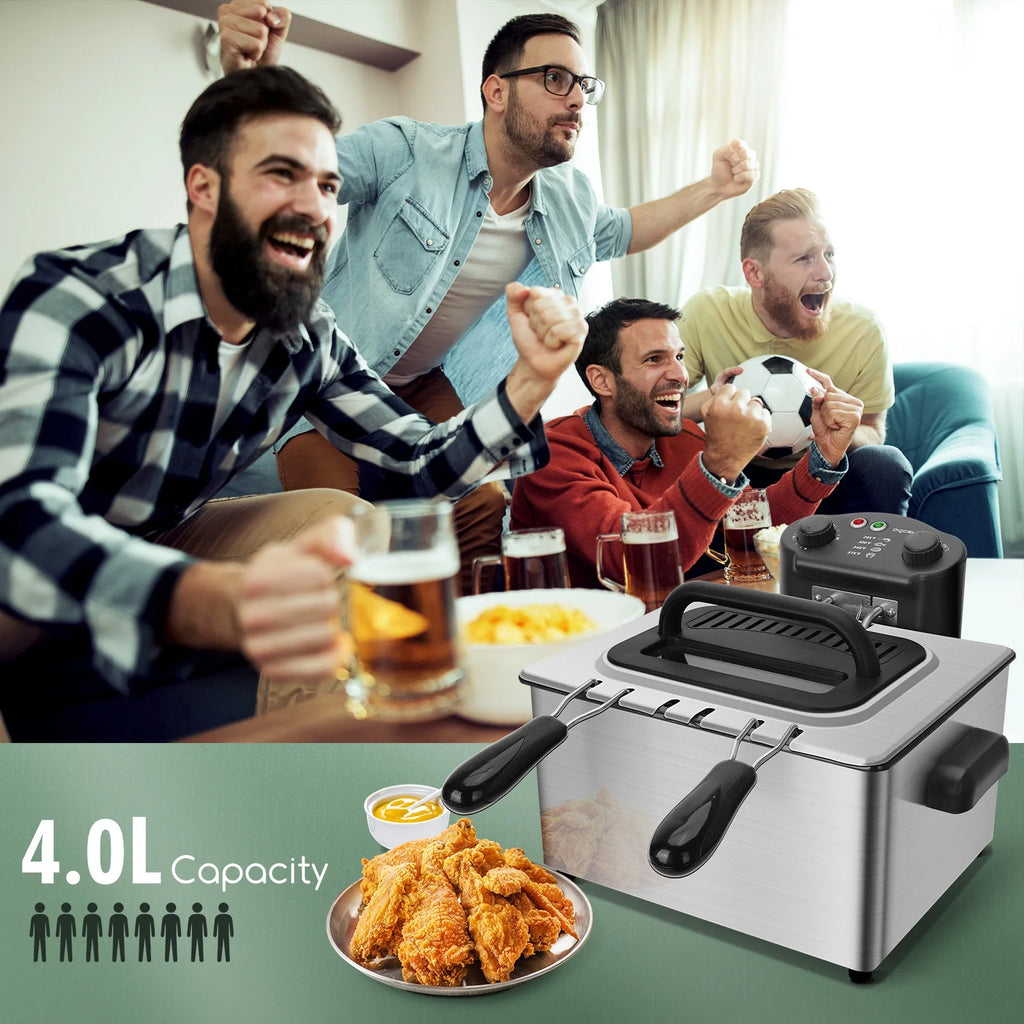 4.2Qt Electric Deep Fryer with 3 Baskets and Lid Z800476