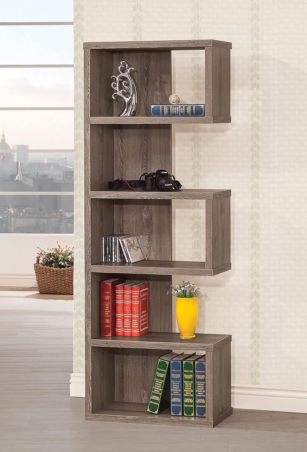 Weathered Grey Semi-Backless Bookcase N42532