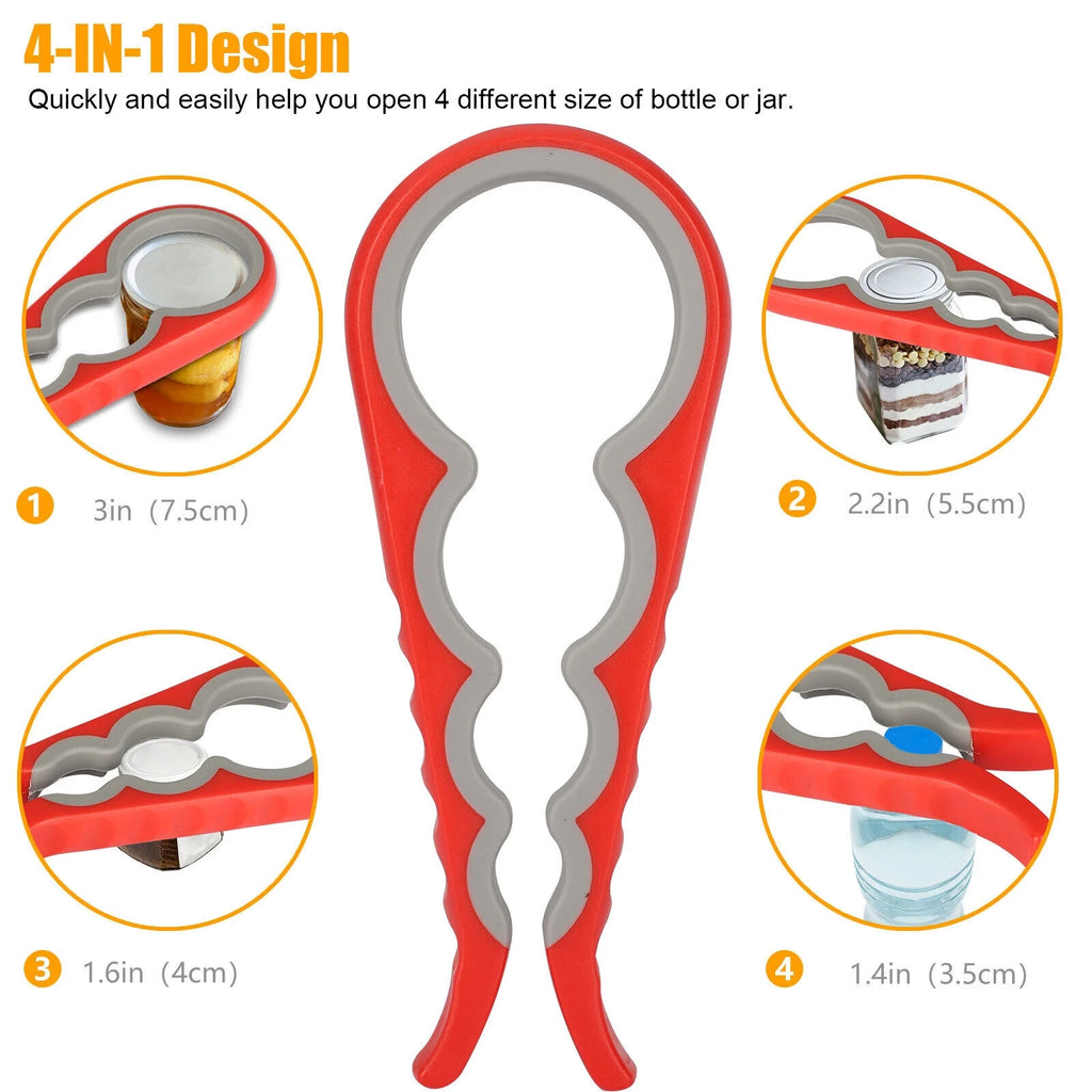 4 in 1 Bottle Jar Can Opener Twist Off Remover Tool Q715367