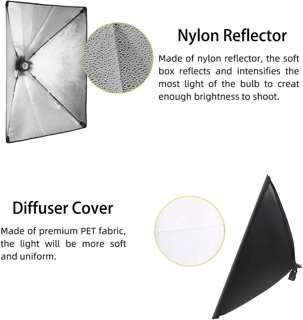 20x 27 inch Softbox Lighting Kit with E27 150W Bulbs 5500K, Pack of 2 A31614