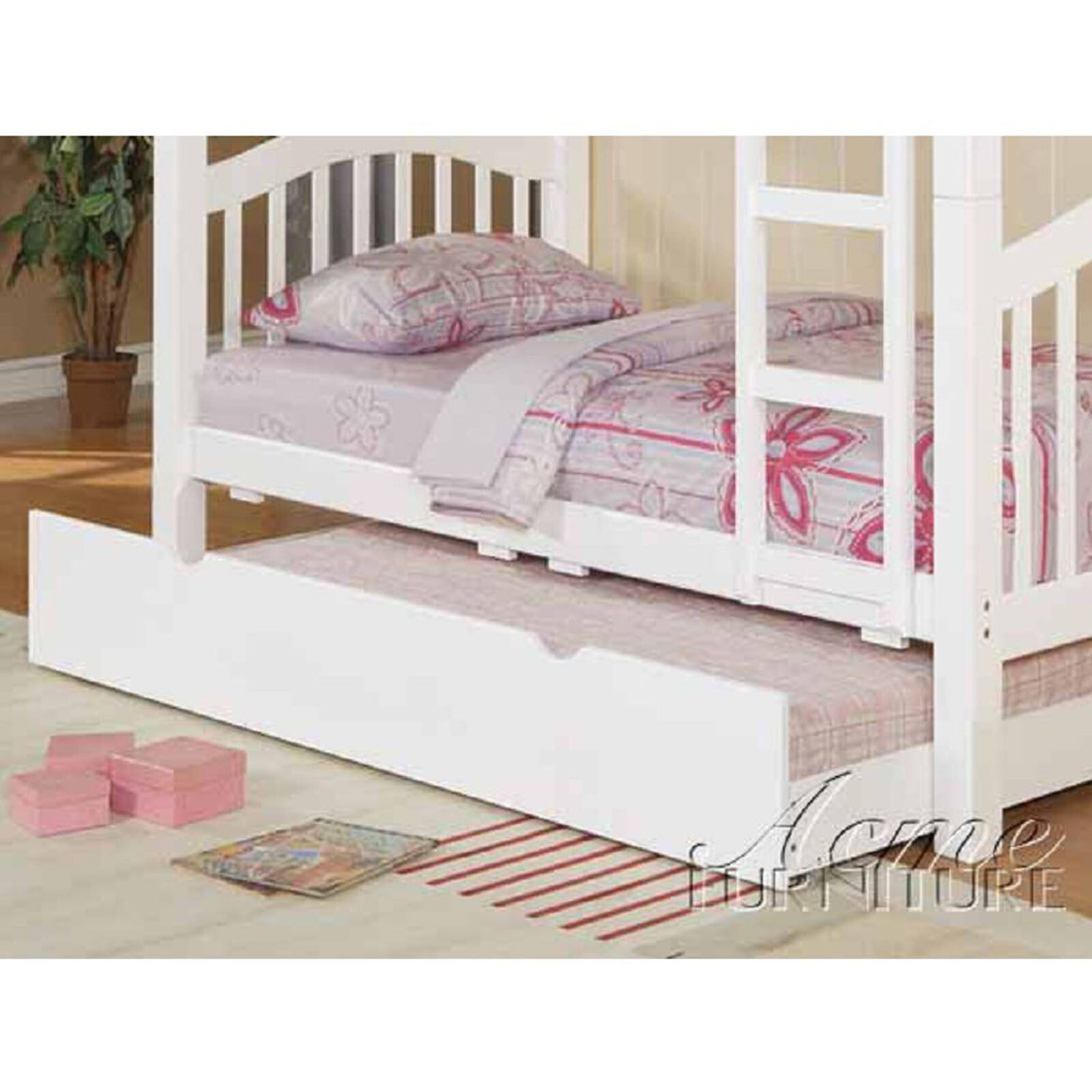 White Twin Trundle with Pull Down Bed B2308