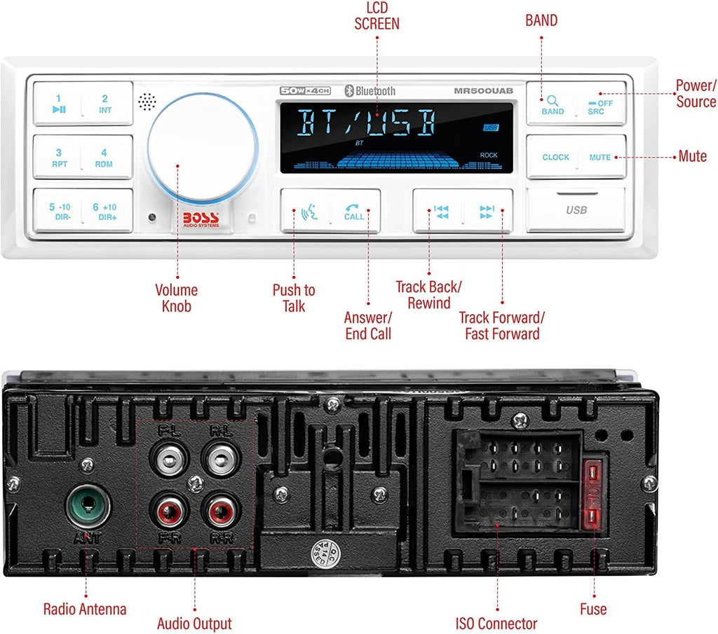 Marine Stereo & Four Speakers Boat Audio Bundle with Bluetooth Q6088