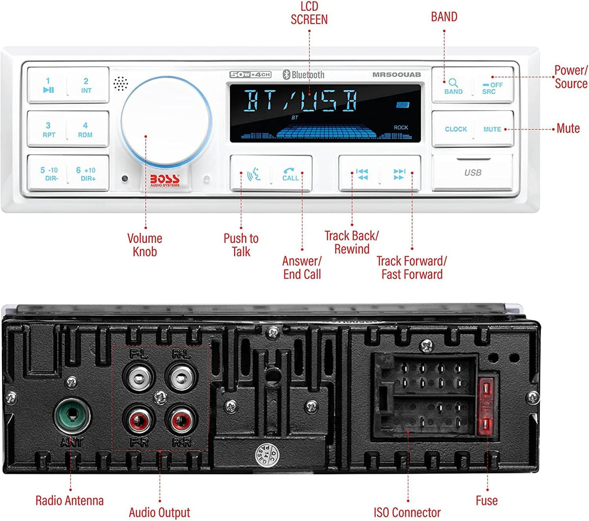 Marine Stereo & Four Speakers Boat Audio Bundle with Bluetooth Q6088