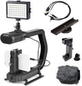 U Grip Handle with Built-in Stereo Microphone, LED Light, and Camera Accessories S146