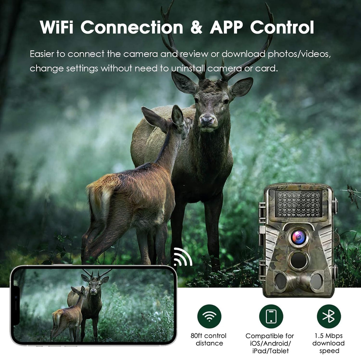 4K 32MP WiFi Trail Camera with Night Vision B885