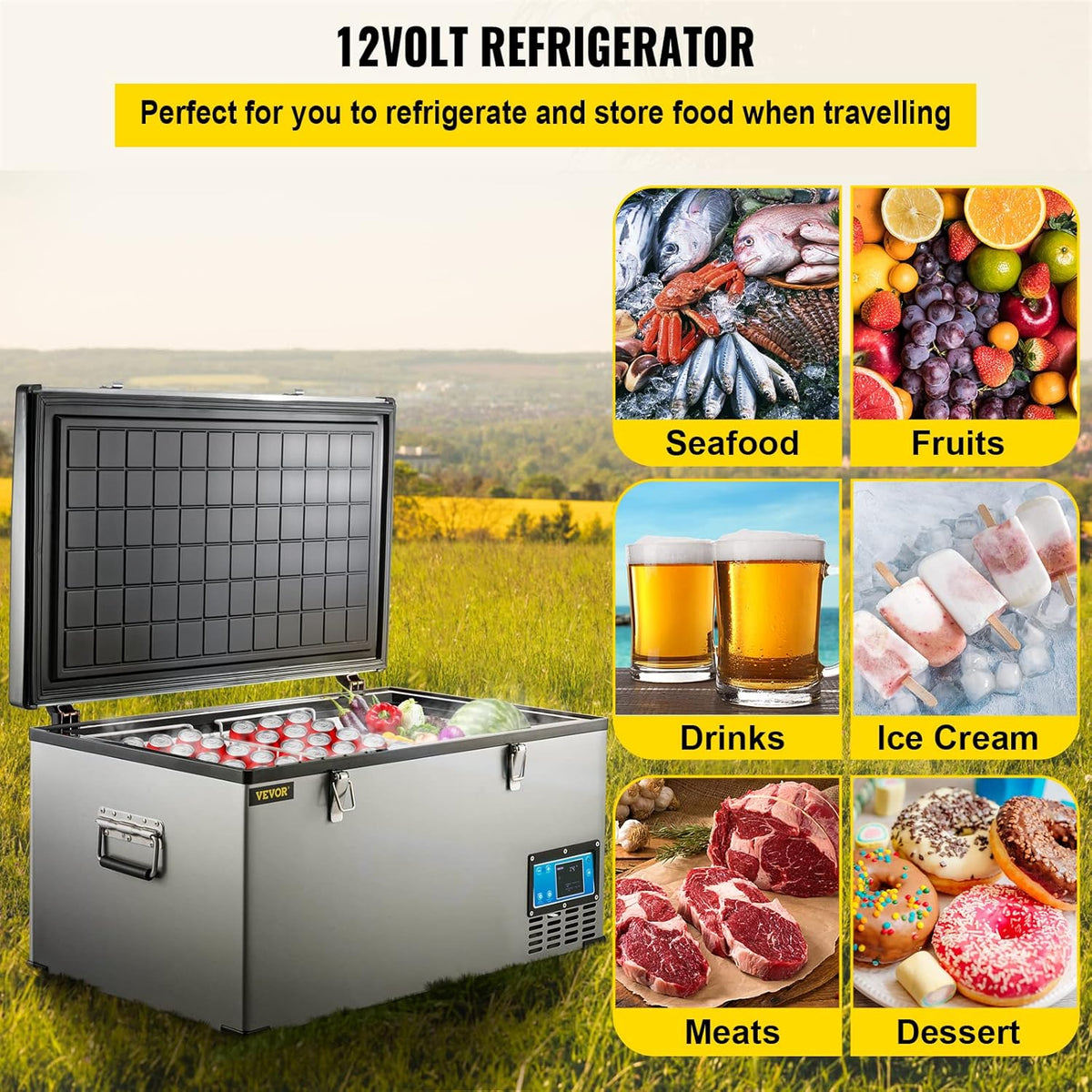 Portable Refrigerator 90 Quart with Compressor, Metal Shell Chest Refrigerator K2935