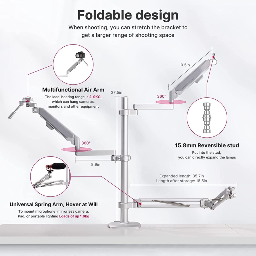 Desk Camera Mount Webcam Stand with Microphone Boom Arm Tripod Z4214