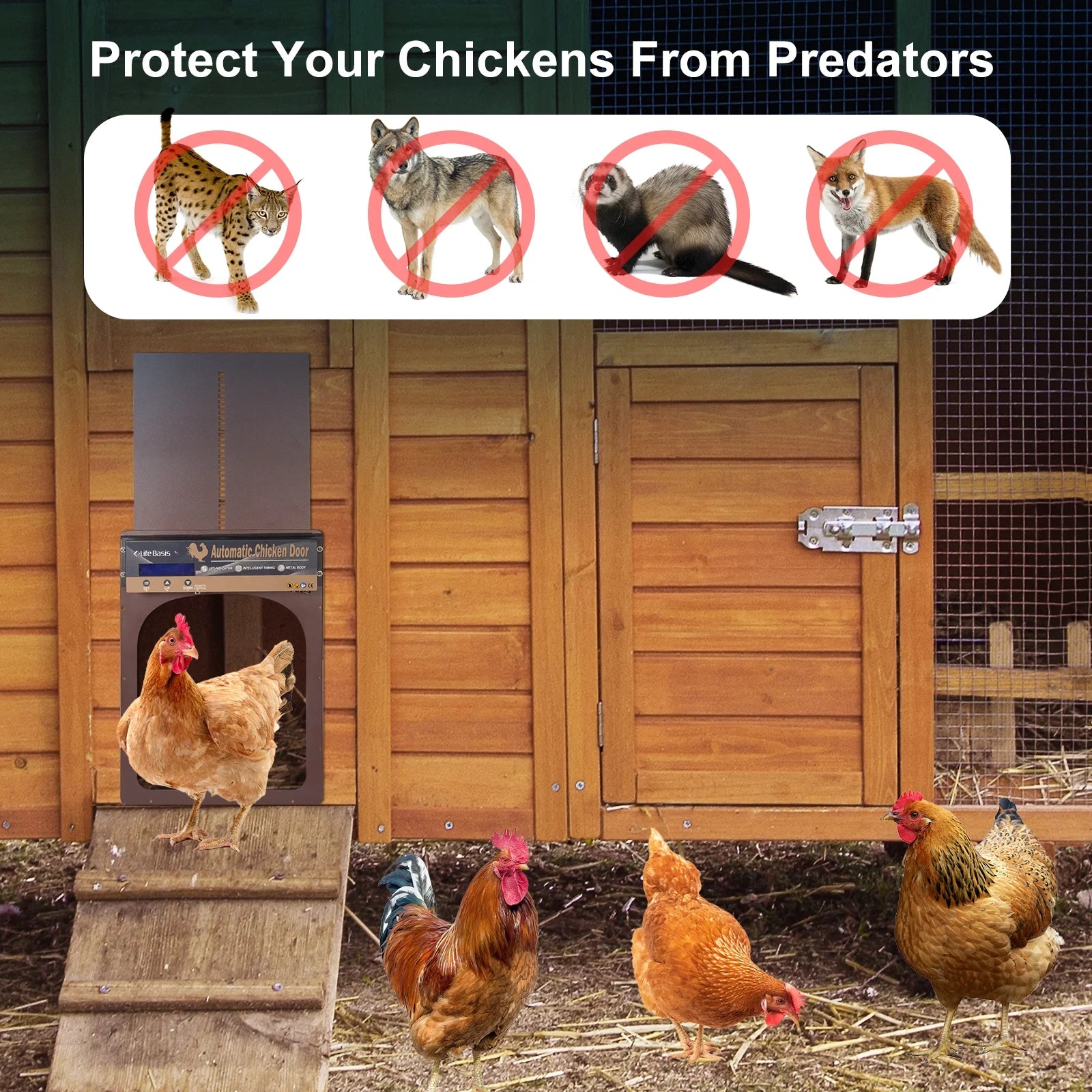 Solar Powered Automatic Chicken Coop Door with Remote Control N84070