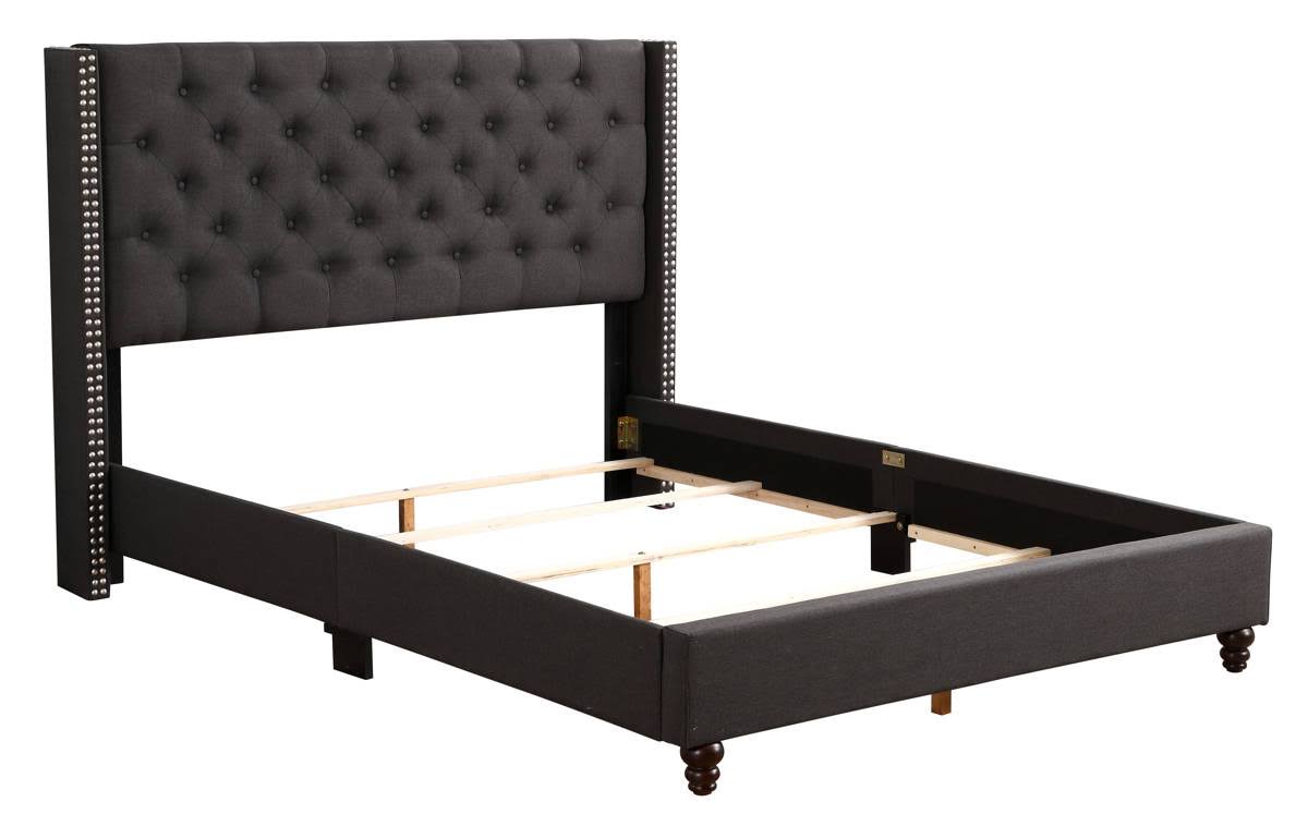 King Upholstered Bed, Ash Black V921335