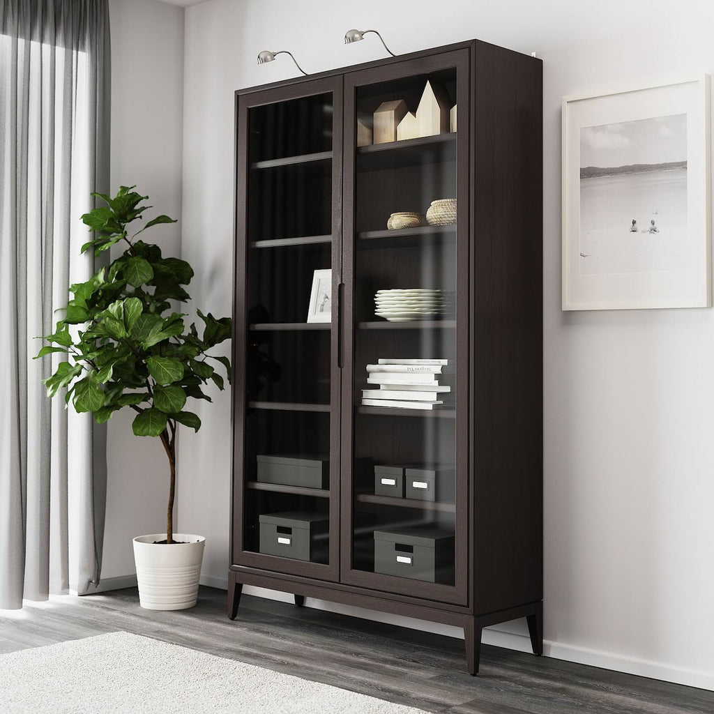 Brown Glass-Door Cabinet Y928995