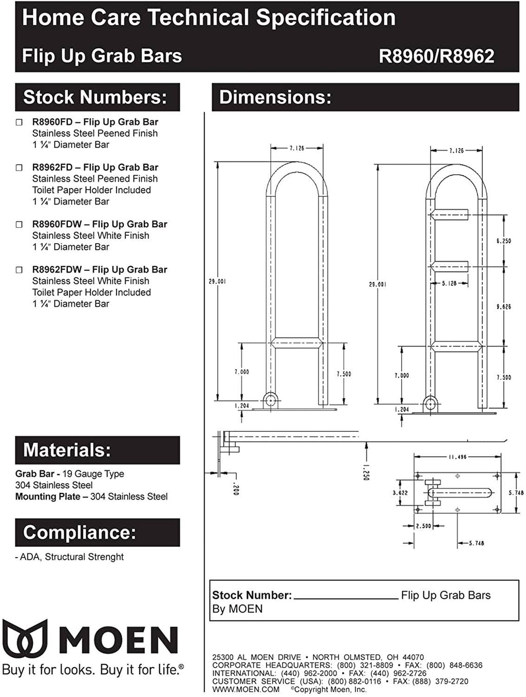 Flip Up Grab Bar 30 I86064