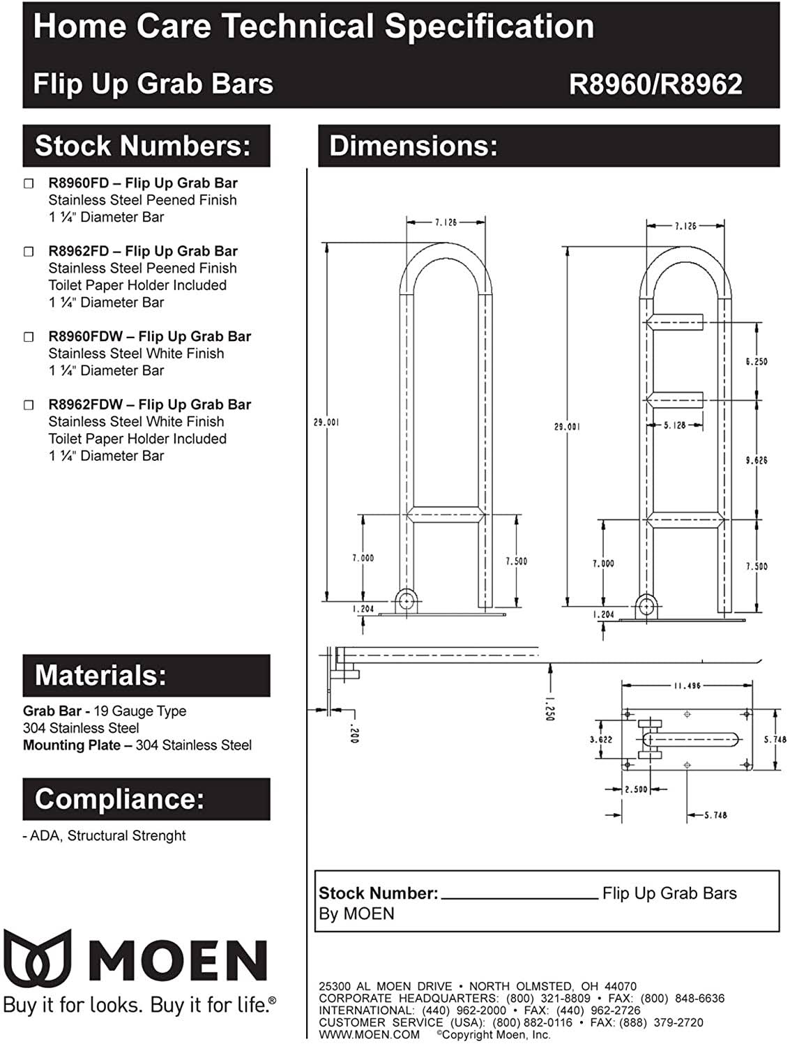 Flip Up Grab Bar 30 I86064