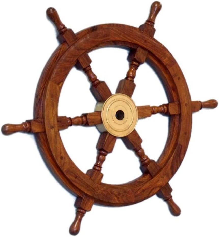 Decorative Wood and Brass Ship Wheel 24 Pack of 2 U514495