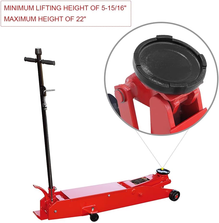 Red Hydraulic Heavy Duty Floor Jack with Foot Pedal Y161902