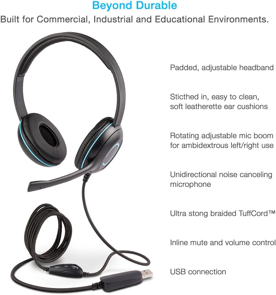 Stereo USB Headset with Noise Cancelling Mic and Adjustable Mic Boom O12464