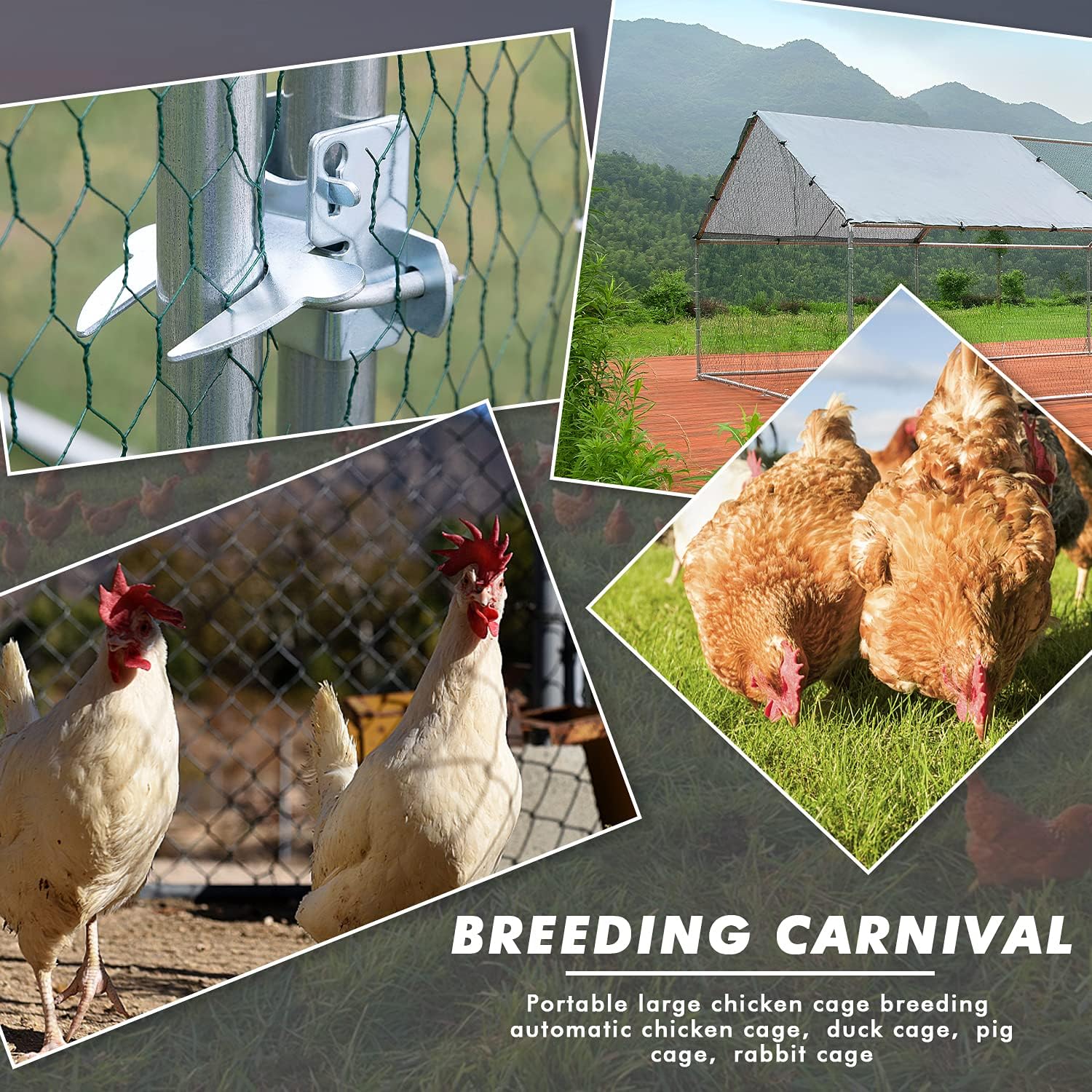 Large Metal Chicken Coop Run Outdoor Poultry Cage W950059